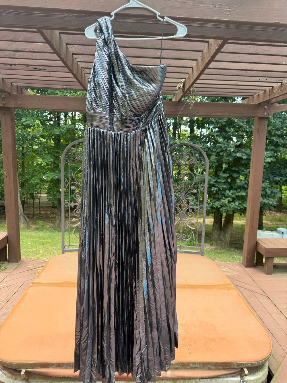 Fashion Nova Serena Pleated Metallic Silver Maxi Dress- Size 2X NWT